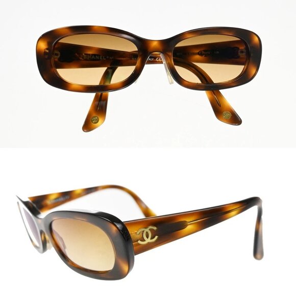 CHANEL CC Logos Sunglasses Eye Were Plastic Brown SHW Italy 5011 63RL759